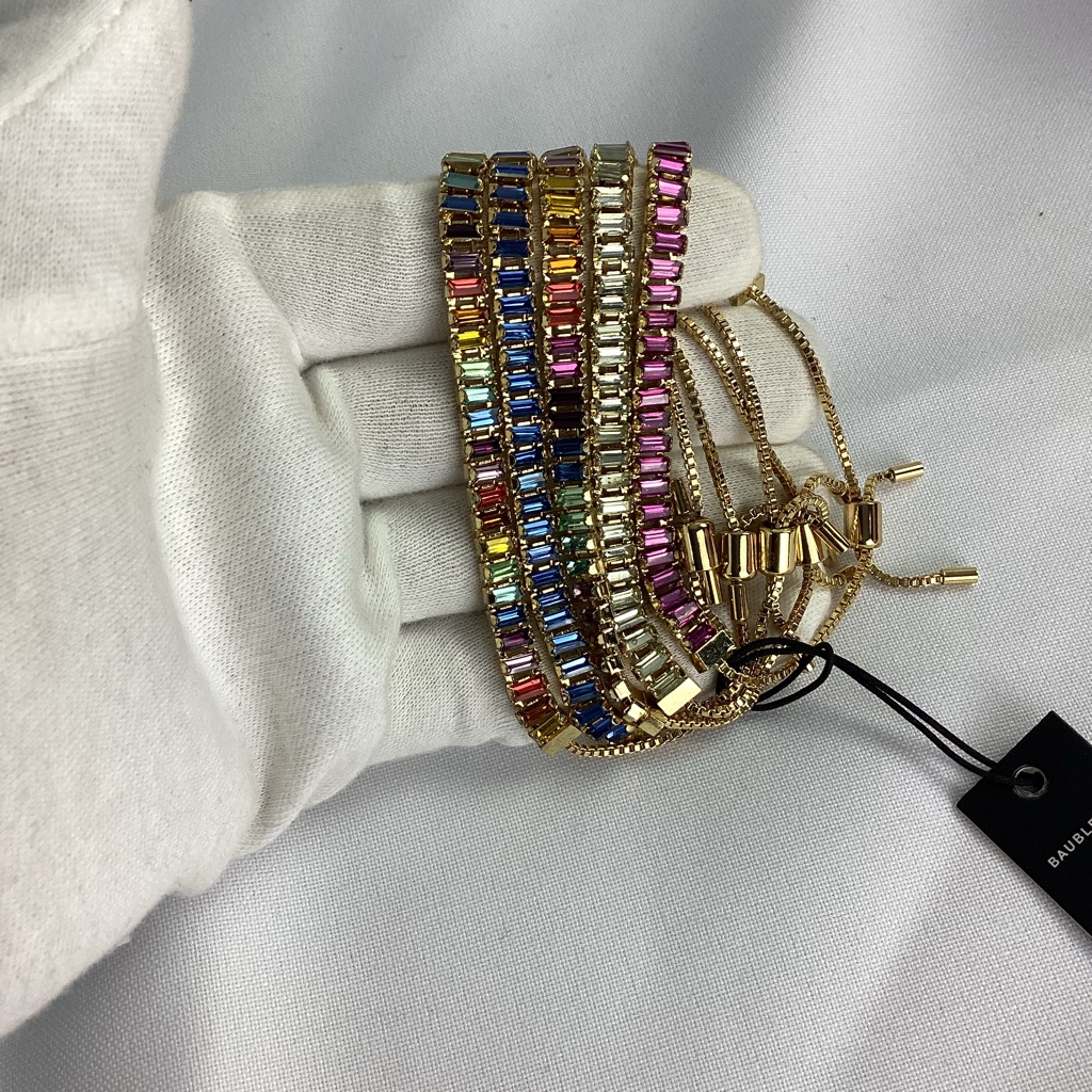 Nwt Baublebar Crystal Pull-Tie Tennis Bracelet Set Of 5